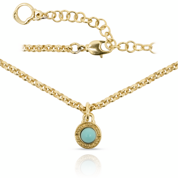 Золотое колье женское с подвеской бирюзовое Ciclon Aztec, Размер (мм): 400-470, изображение 3