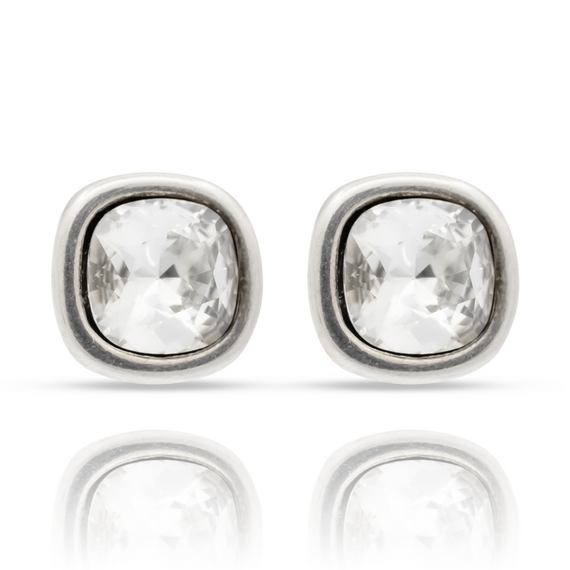 Серебряные серьги гвоздики с кристаллами Сваровски Ciclon Solitarios, изображение 3