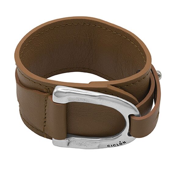 Кожаный браслет с серебряными вставками Ciclon Montura