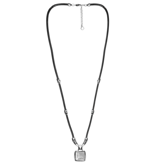 Серебряное колье женское с натуральной кожей Ciclon Kool, Размер (мм): 800-900