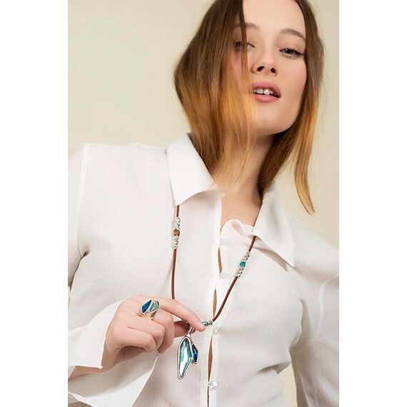 Серебряное колье с муранским стеклом Ciclon Malaren, изображение 2