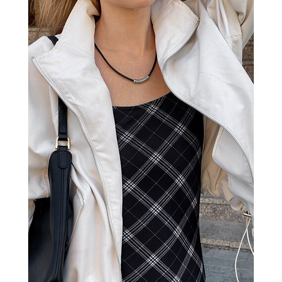 Кожаное колье женское с серебряными вставками Ciclon Cabo, изображение 3