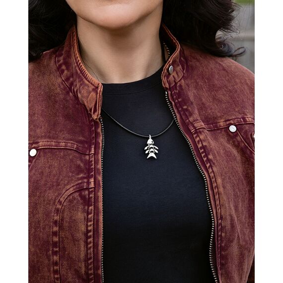 Кожаное колье женское с серебряной подвеской Ciclon Miniraspa, изображение 2