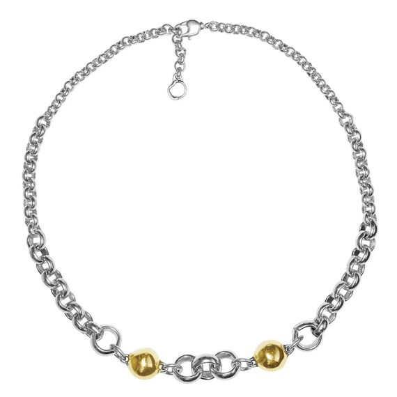 Серебряное колье женское с золотыми вставками Ciclon Sirio