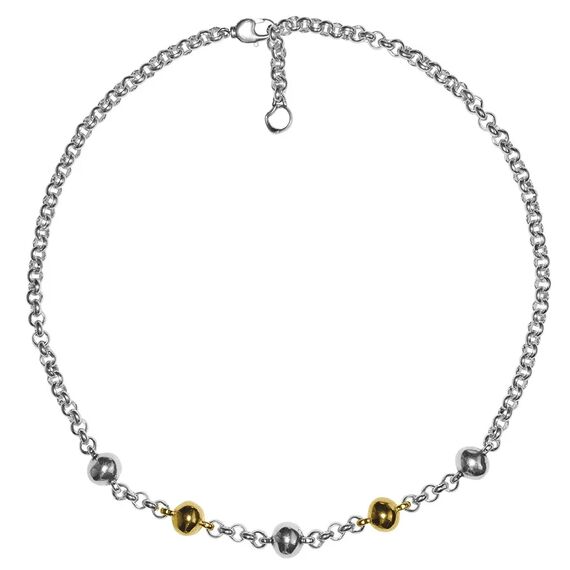 Серебряное колье женское с золотыми вставками Ciclon Biela