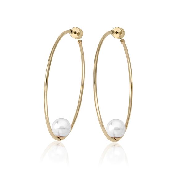 Золотые серьги женские с жемчугом Majorica Marianela, изображение 2