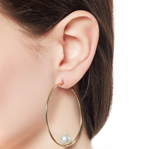 Золотые серьги женские с жемчугом Majorica Marianela, изображение 3