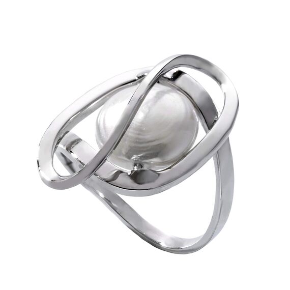 Серебряное кольцо женское с органическим жемчугом Embrace Majorica