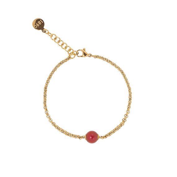 Золотой браслет цепочка с жемчугом Majorica Nuada, изображение 2