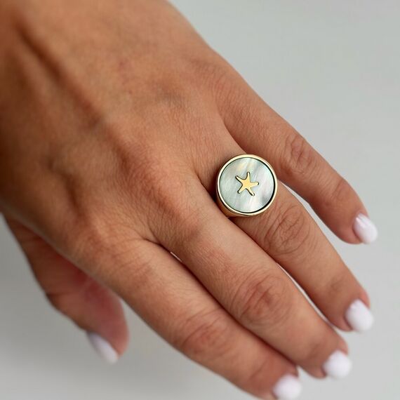 Золотое кольцо женское Majorica Symbols, Размер (мм): 16,5, изображение 4