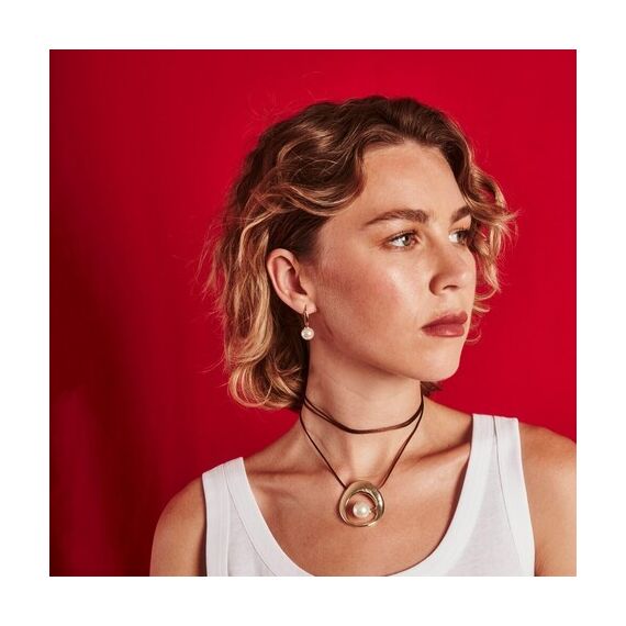 Золотые серьги женские с жемчугом Majorica Classic, изображение 5