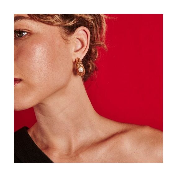 Золотые серьги женские с жемчугом Majorica Etna, изображение 4