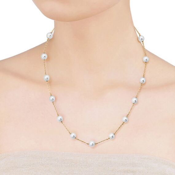 Золотое колье женское с жемчугом Majorica Ilusion, изображение 2