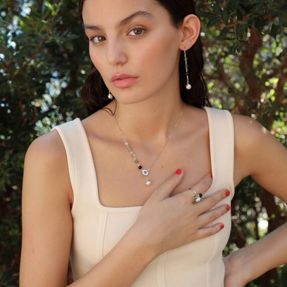 Серебряное колье с жемчугом и муранским стеклом Majorica Murano, изображение 2