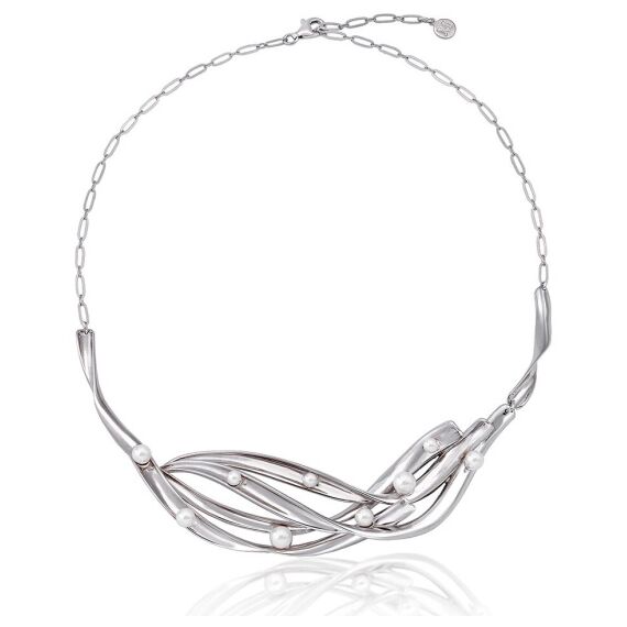 Серебряное колье женское с натуральным жемчугом Majorica Elia
