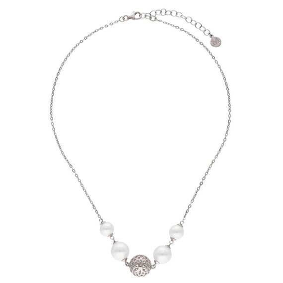 Серебряное колье женское с жемчугом Majorica Eternal