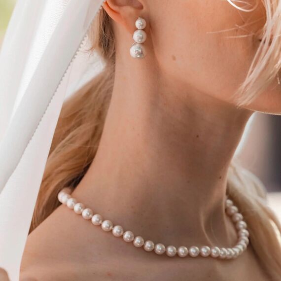 Серебряные серьги с жемчугом Majorica Twins & triplets, изображение 3