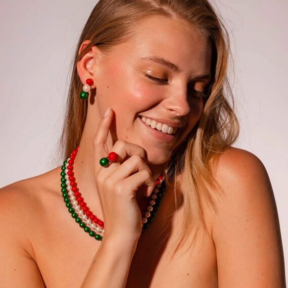 Золотые серьги с жемчугом Majorica Twins & triplets, изображение 3