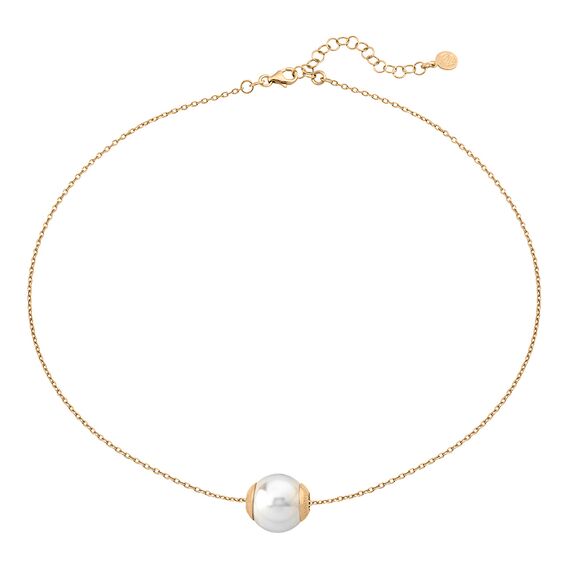 Золотое колье с органическим жемчугом Majorica Basic