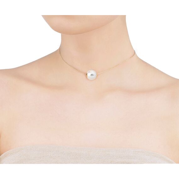 Золотое колье с органическим жемчугом Majorica Basic, изображение 2