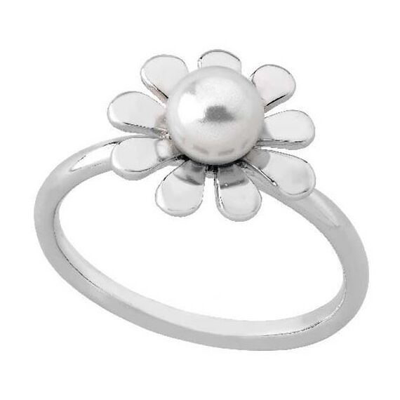 Серебряное кольцо женское с белым жемчугом Fine Silver (17.5), Размер (мм): 17,5