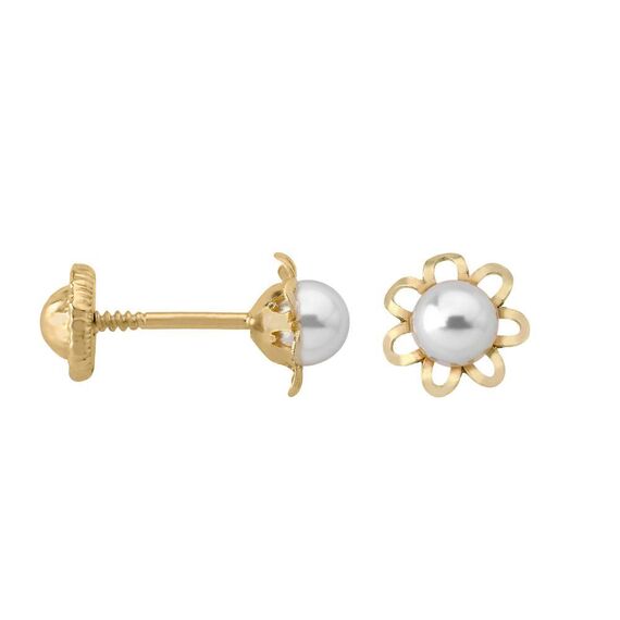 Золотые серьги с органическим жемчугом Majorica Gold Sparkle