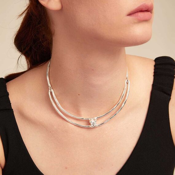 Серебряное колье женское двойное с цирконием UNOde50 Anima, изображение 4