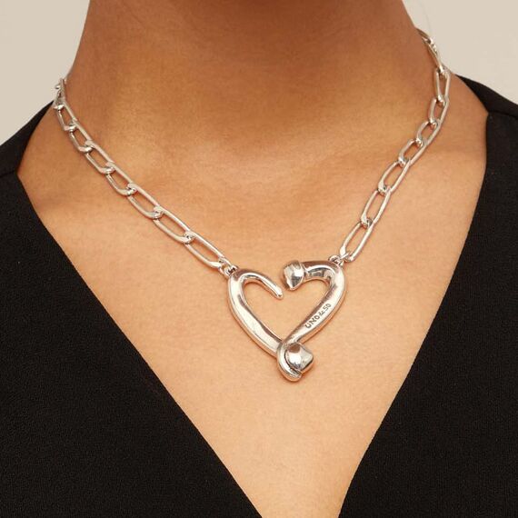 Серебряная цепочка женская с подвеской Сердце UNOde50 One Love, изображение 2
