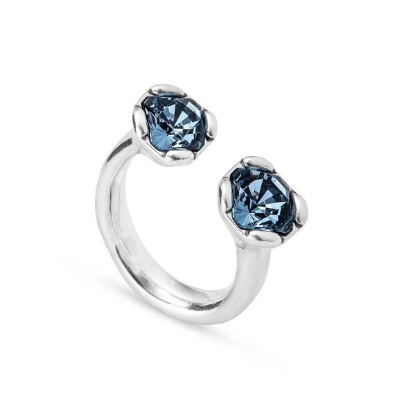 Серебряное кольцо женское с кристаллами Сваровски UNOde50 Aura Blue, Размер (мм): 18,3-18,7