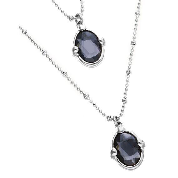 Серебряное колье двойное с черными кристаллами UNOde50, изображение 3