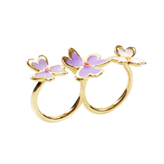 Золотое кольцо женское двойное Pertegaz Lilas