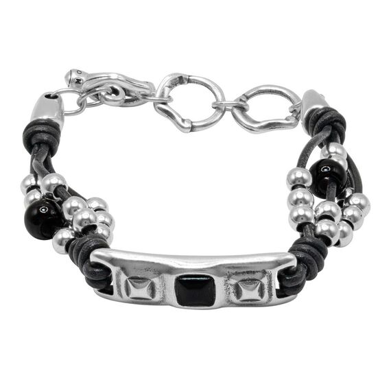 Кожаный браслет с серебром и муранским стеклом Ciclon Mini Stile