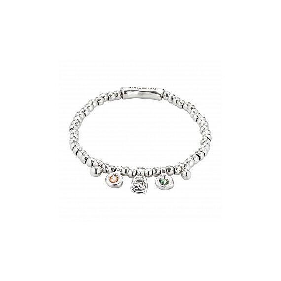 Серебряный браслет жнский с подвеской Будда и двумя кристаллами Swarovski UNOde50
