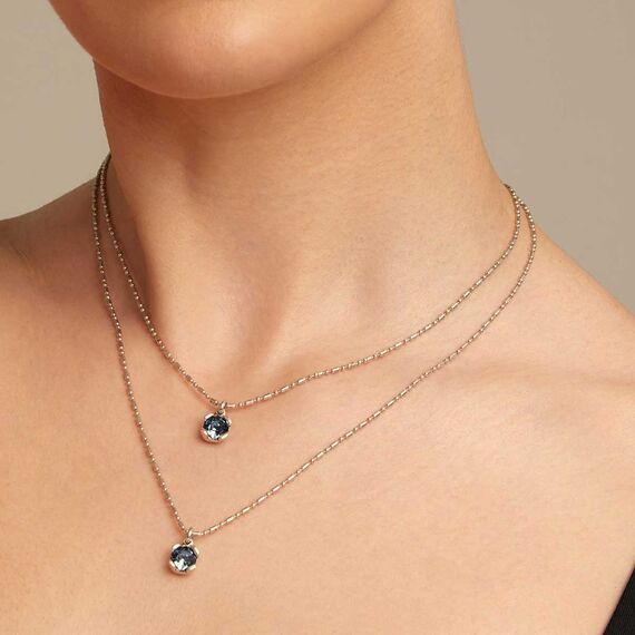 Женское ожерелье серебряное двойное с кристаллами Сваровски UNOde50 Aura Blue, изображение 5