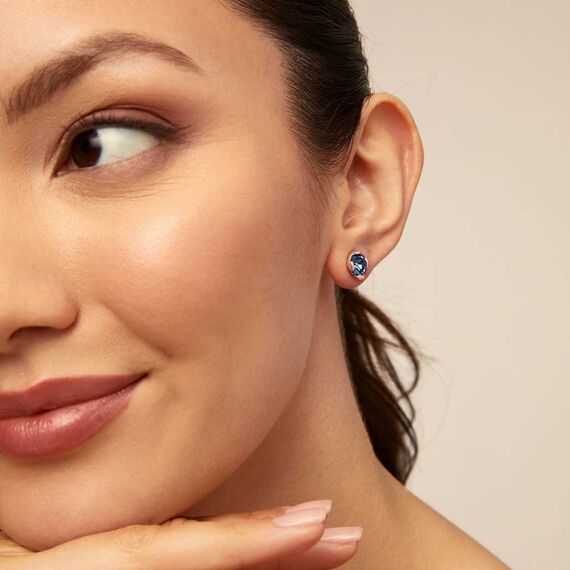 Серебряные серьги с кристаллом Сваровски UNOde50 Aura Blue, изображение 3