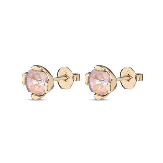 Золотые серьги женские с кристаллами Сваровски UNOde50 Aura Pink, изображение 2