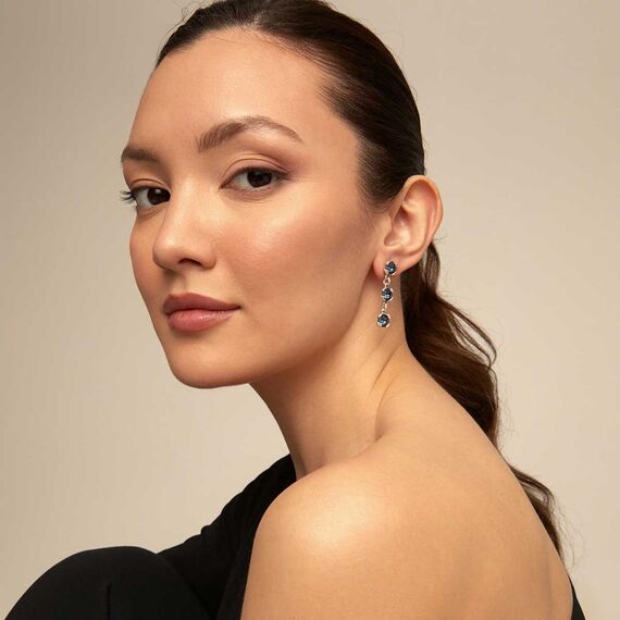 Серебряные серьги с кристаллами Сваровски UNOde50 Sublime Blue, изображение 3