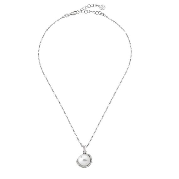 Серебряное колье с подвеской из органического жемчуга и фианитами  Majorica Exquisite, изображение 2