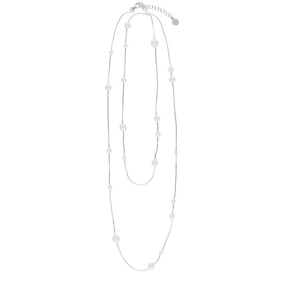 Серебряное колье женское с жемчугом Majorica Dangle