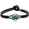 Кожаный браслет с серебром и зеленым кристаллом UNOde50